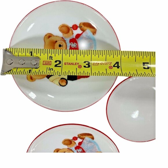 Reutter Porzellan Germany Teddy Bear Trinket Tray Mini Dish Set of 3 Lederhousen - Picture 3 of 8